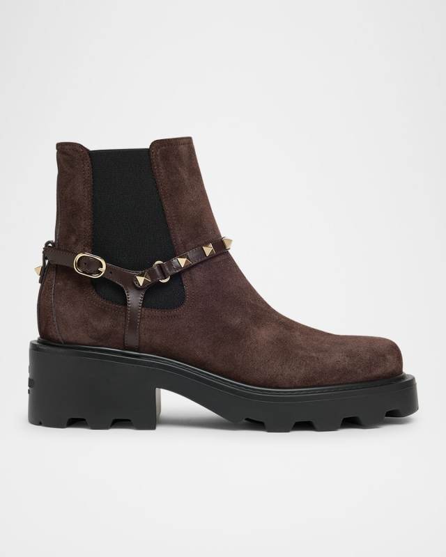 Rockstud Beatle Suede Chelsea Boots